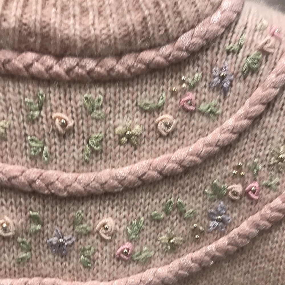 Women’s vintage pink lambswool mohair handmade sweater XS - S
